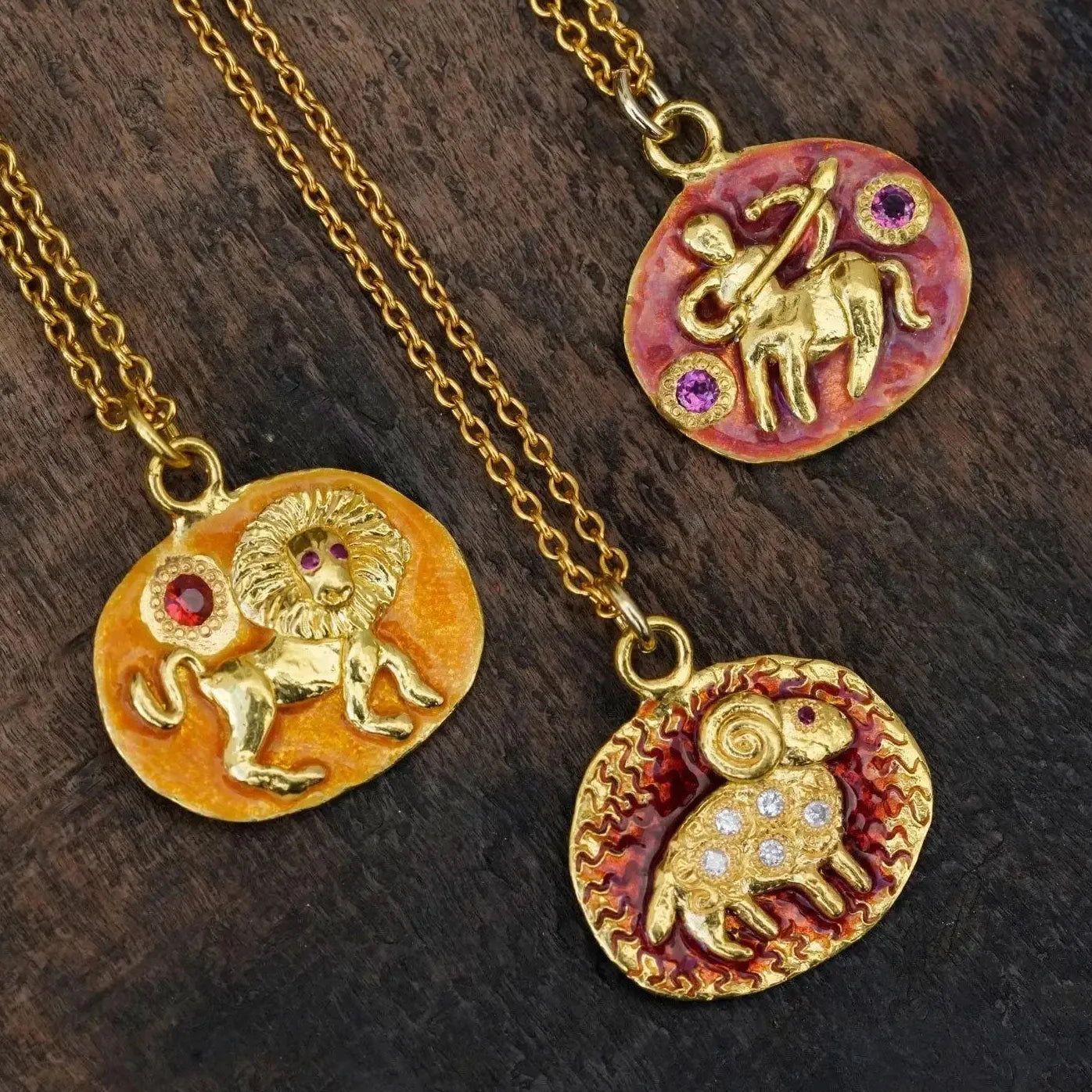 Stainless Steel Vintage Enamel Zodiac Coin Pendant Necklace 12 Constellations Jewelry