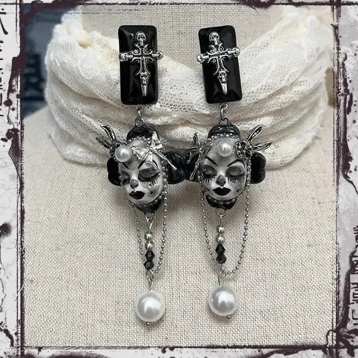 2024 Neo-Gothic Cartoon Ceramic Drop Earrings Unisex Party Gift Jewelry