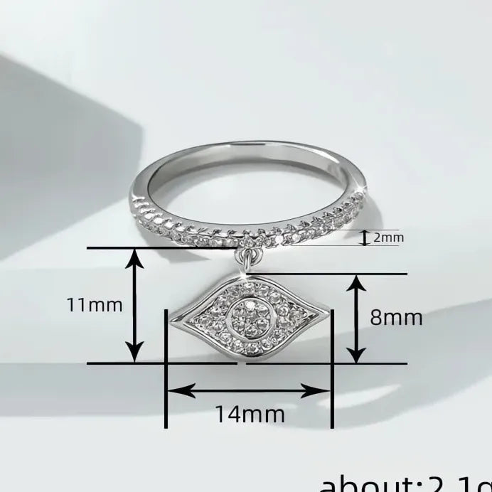 Geometric Evil Eye Cubic Zirconia Brass Ring Women’s Party Jewelry