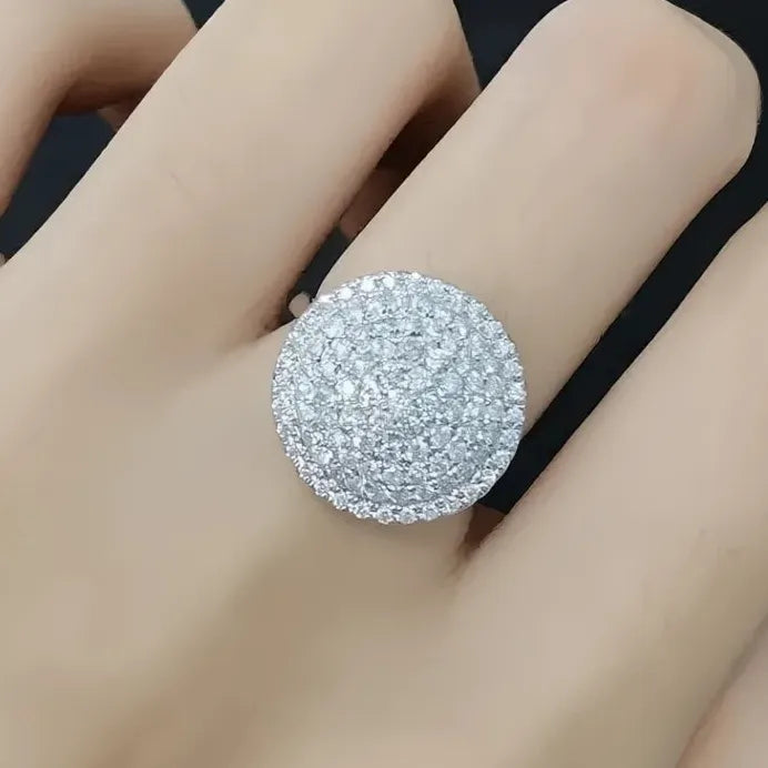 Sparkling CZ Round Women’s Geometric Iced Out Full Bling Wedding Ring