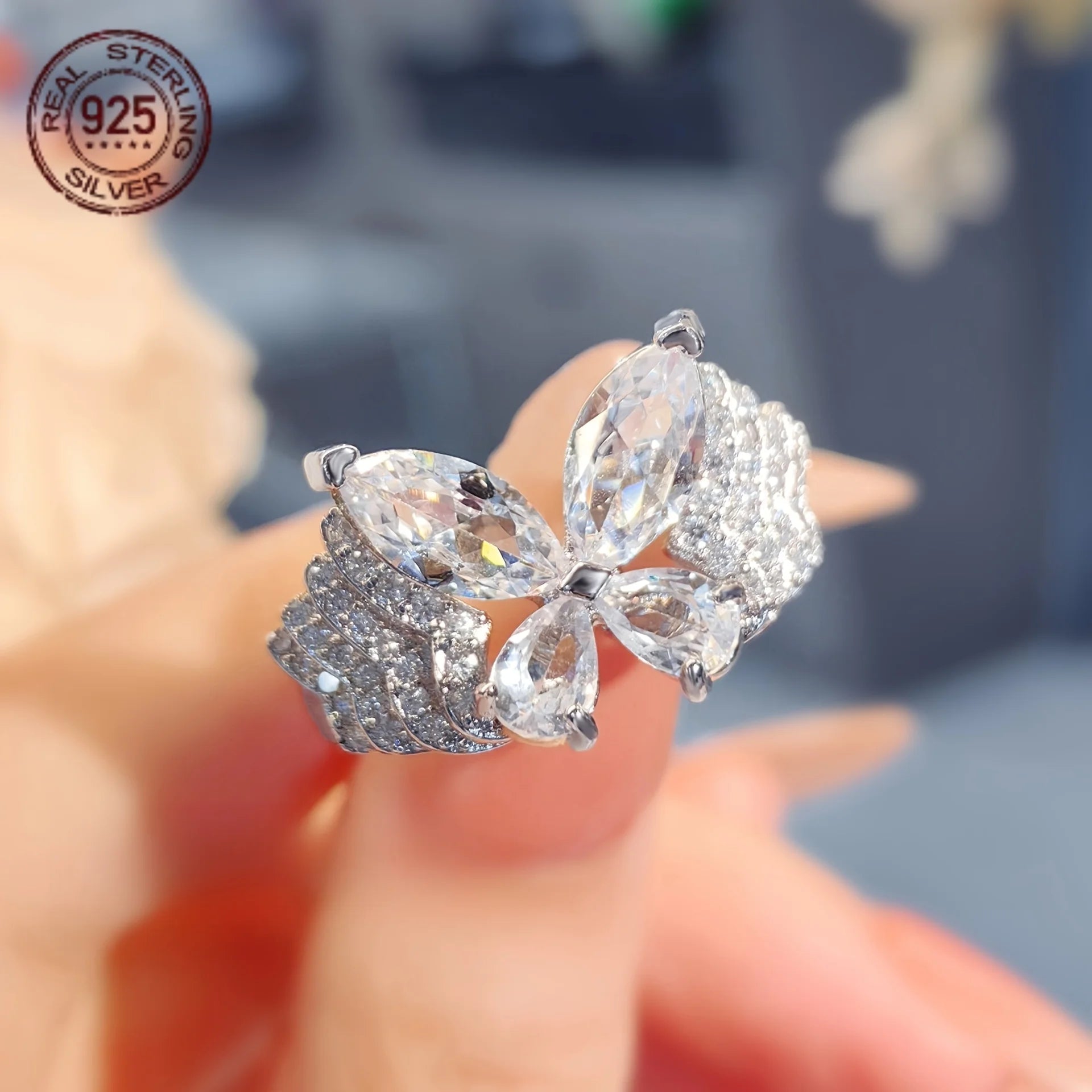 2026 New Arrival 925 Sterling Silver Rings Elegant Butterfly Full Zircon Ladies Wedding Engagement Bridal Ring Fine Jewelry