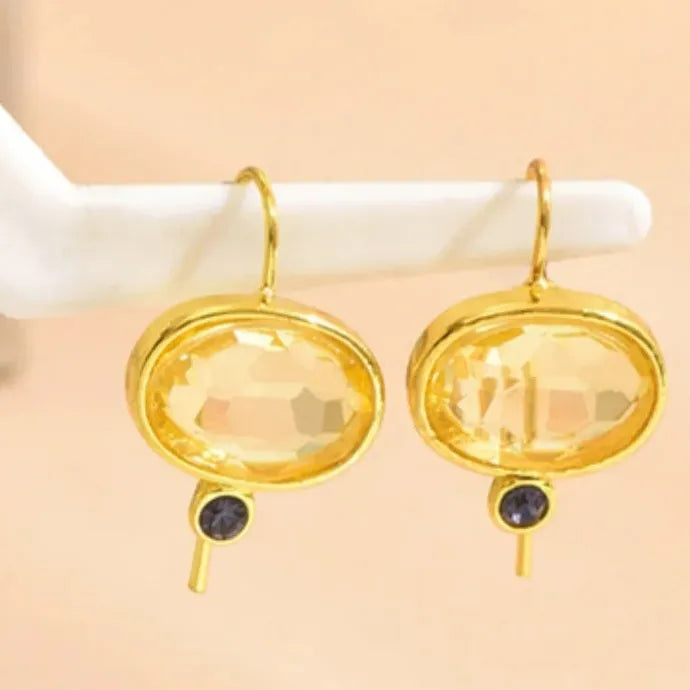 Geometric Green Round Stone Zinc Alloy Pendant Drop Earrings for Women & Girls
