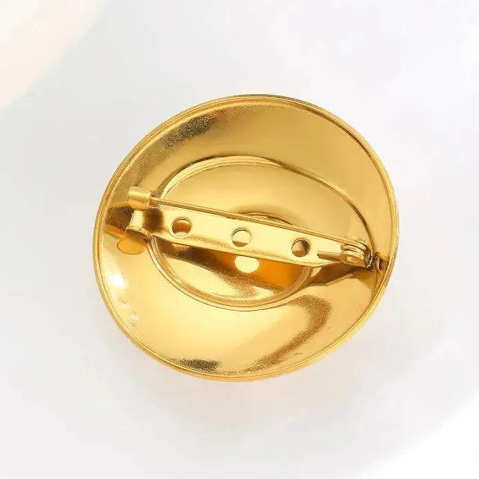 Minimalist Retro Stainless Steel Round Thread Vortex Brooch for Women Men