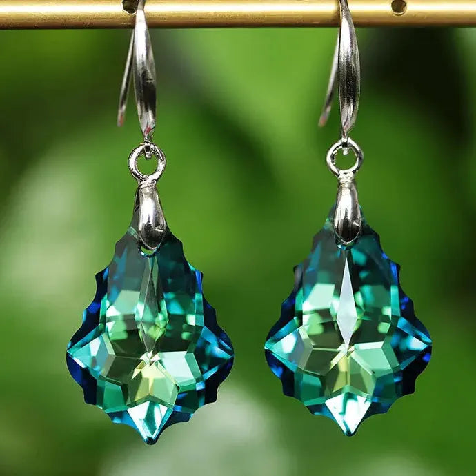 Ladies Rhinestone Cubic Zirconia Dangle Drop Earrings Bridal Wedding Jewelry Gifts