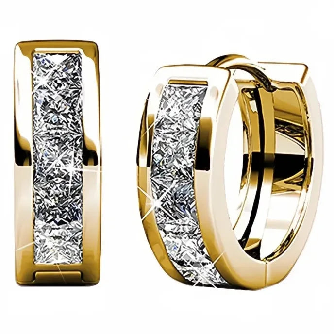 Women’s Geometric Hoop Earrings Copper Alloy with Half Circle Cubic Zirconia Jewelry Gift