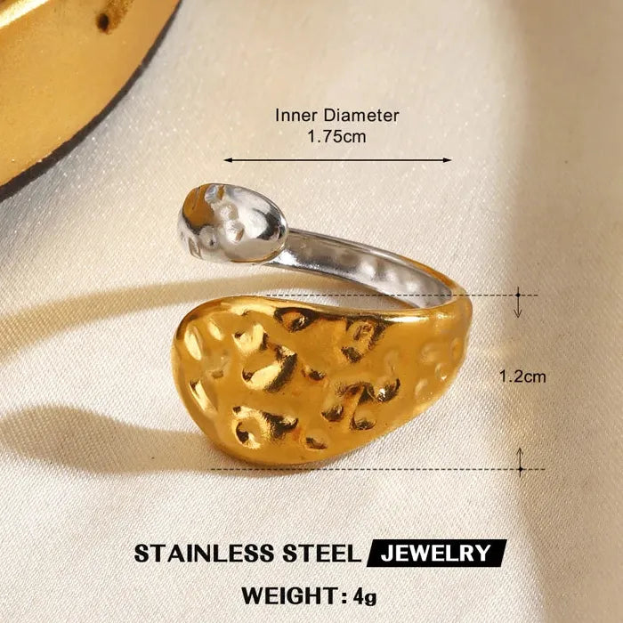 Adjustable Stainless Steel Geometric Heart Flower Ring for Women Jewelry Gift