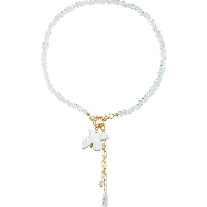 Peace Dove Resin Jewelry Set for Women Necklace Earrings Bracelet Crystal Pendant
