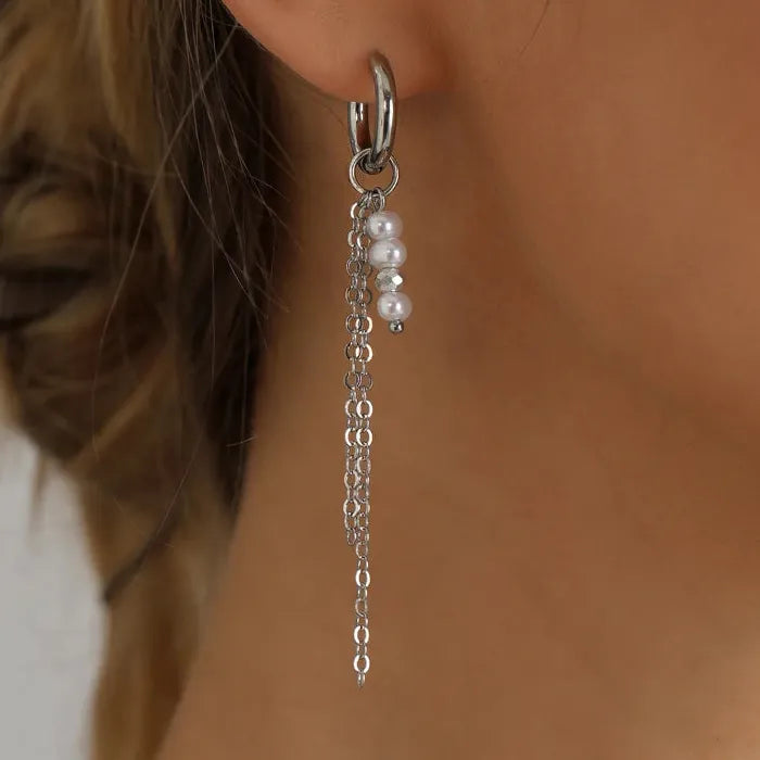 Vintage Pearl Crystal Drop Earrings and Necklace Set for Women Zinc Alloy