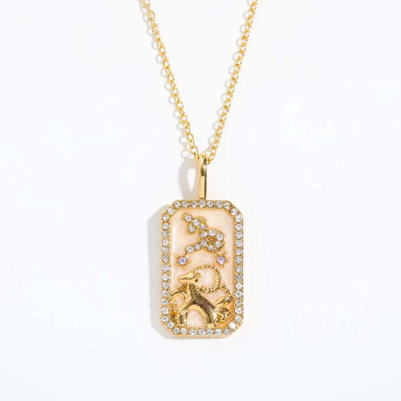 Stainless Steel 12 Constellation Necklace White Shell Zircon Punk Jewelry Pendant