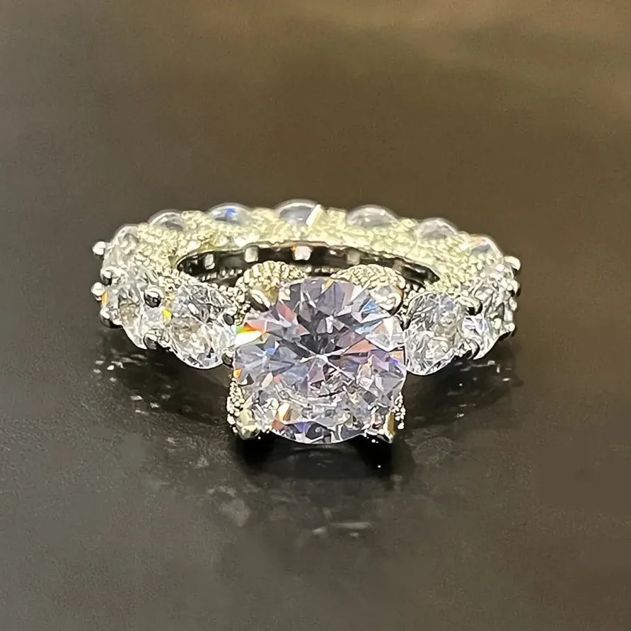 Geometric Eternity CZ Wedding Engagement Ring for Women 2023 Luxury