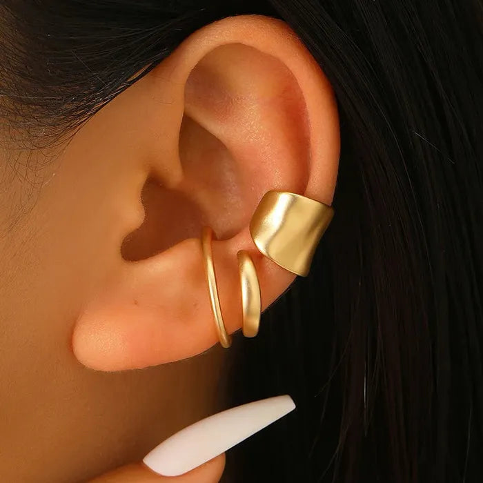 Vintage Geometric Copper Clip-On Earrings Women Non-Pierced Punk Gothic Gift 2026