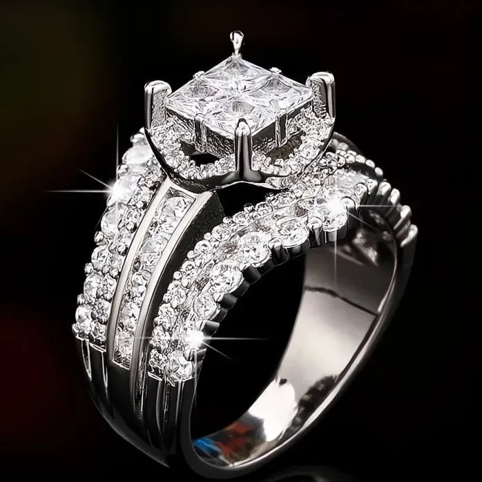 Women’s Silver Cubic Zirconia Wedding Party Bridal Rings 2023