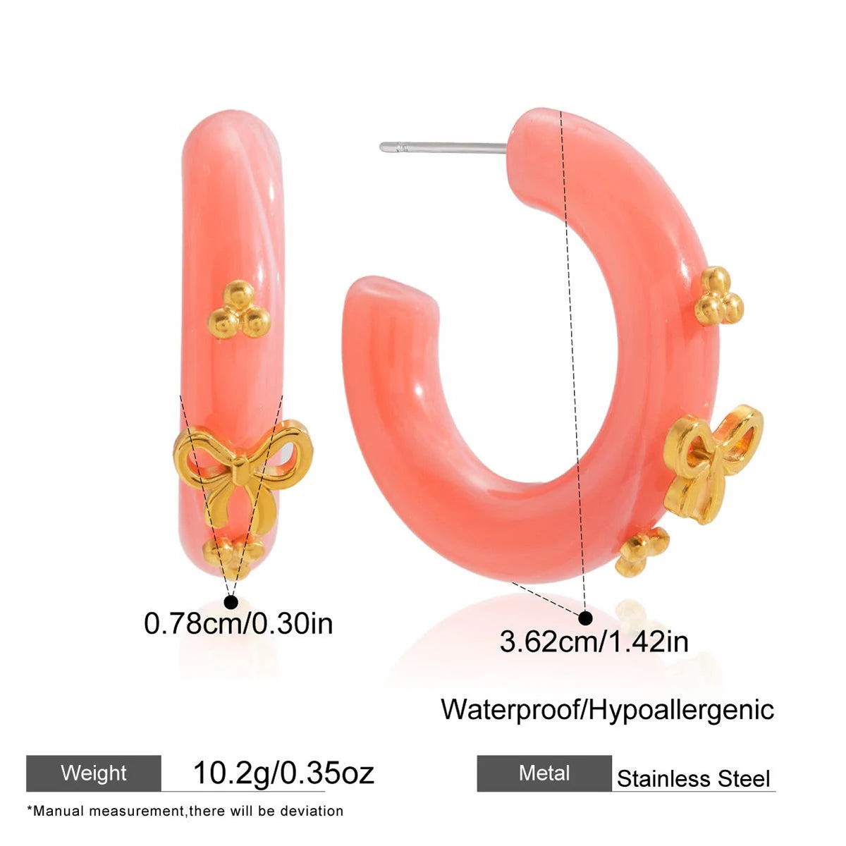 Pink Opal Love Heart Drop Earrings 18K Gold Plated Double Circle Hoops Bridal Jewelry