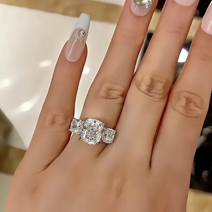 Geometric Cubic Zirconia Wedding Ring for Women Bridal Luxury Jewelry