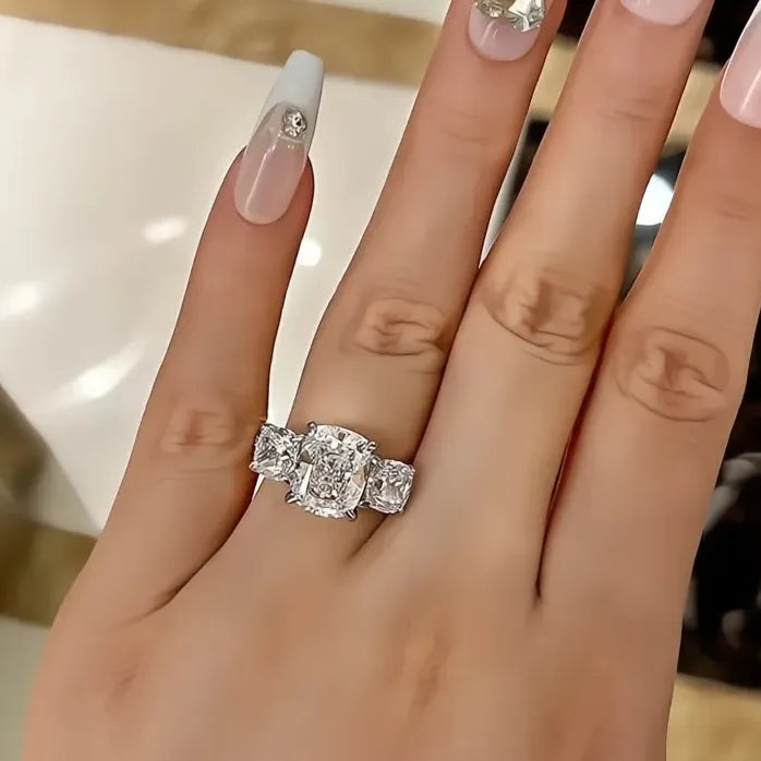 Geometric Cubic Zirconia Bridal Wedding Ring for Women Luxury Jewelry