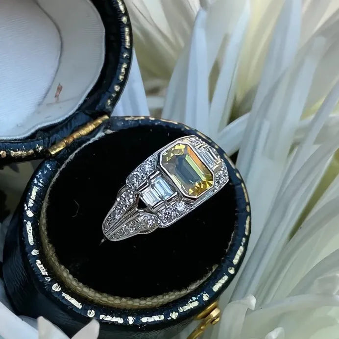 Yellow Geometric Cubic Zirconia Women’s Wedding Engagement Band Ring