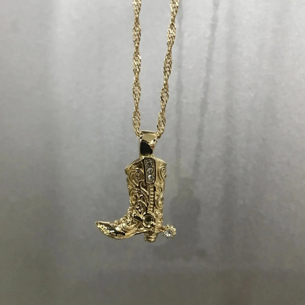 Geometric Copper Link Chain Necklace Retro Western Cowboy Jewelry