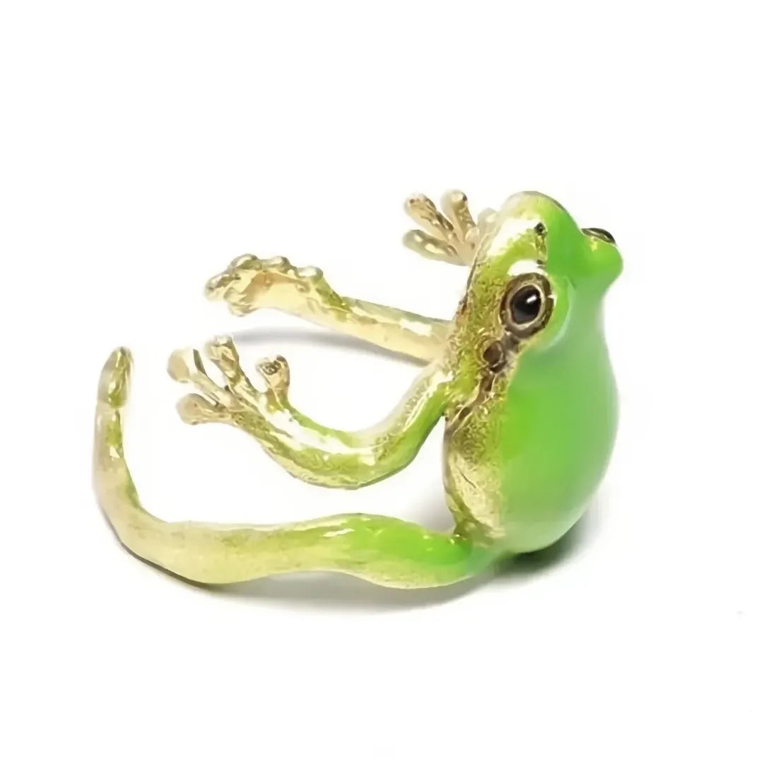 Adjustable Green Enamel Frog Ring for Women Zinc Alloy Animal Jewelry Gift