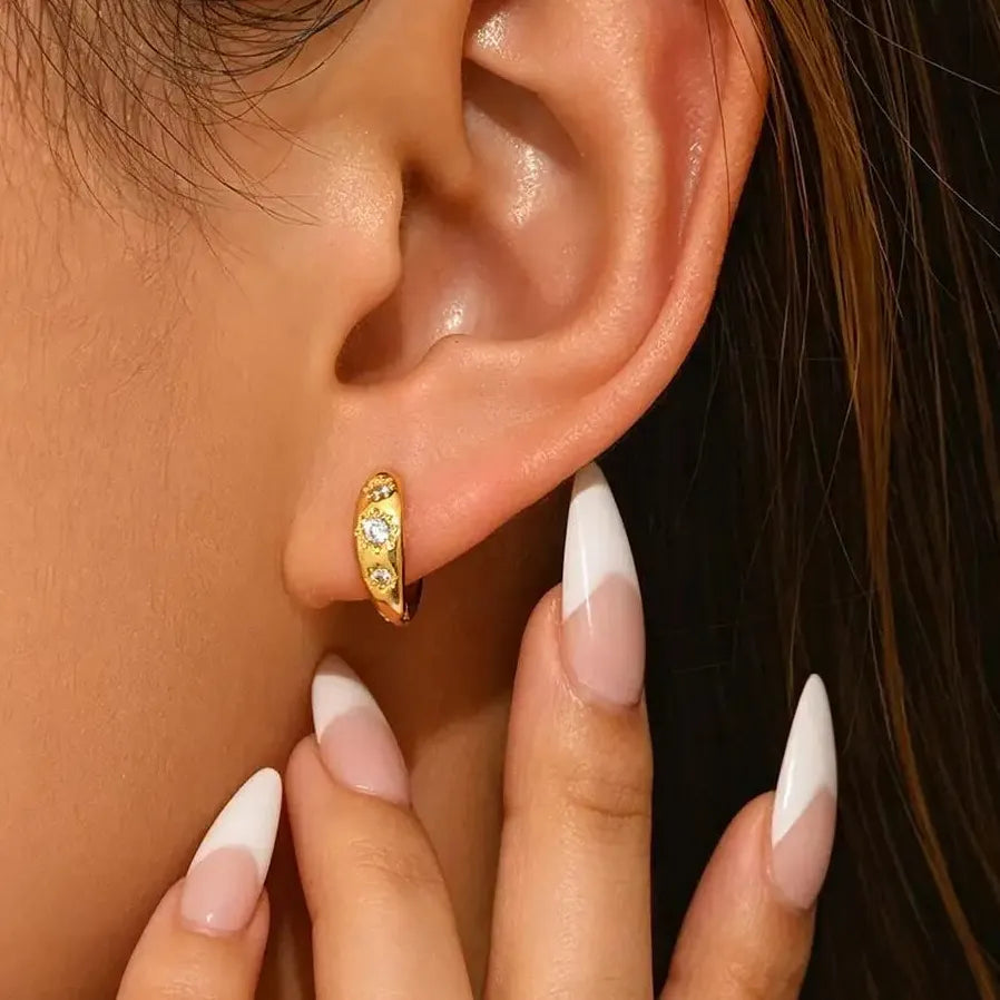 Star Huggie Hoop Earrings for Women Geometric Sun Flower Jewelry Gift
