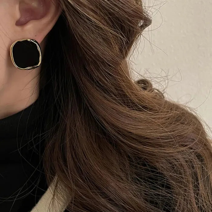2026 Black Irregular Zinc Alloy Earrings for Women Vintage Jewelry