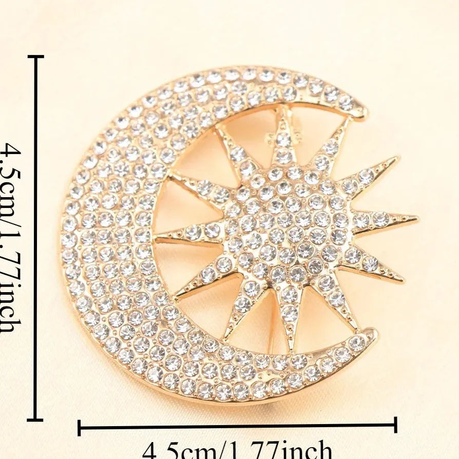 Classic Moon Star Brooch Pin Jewelry Gift for Men and Women