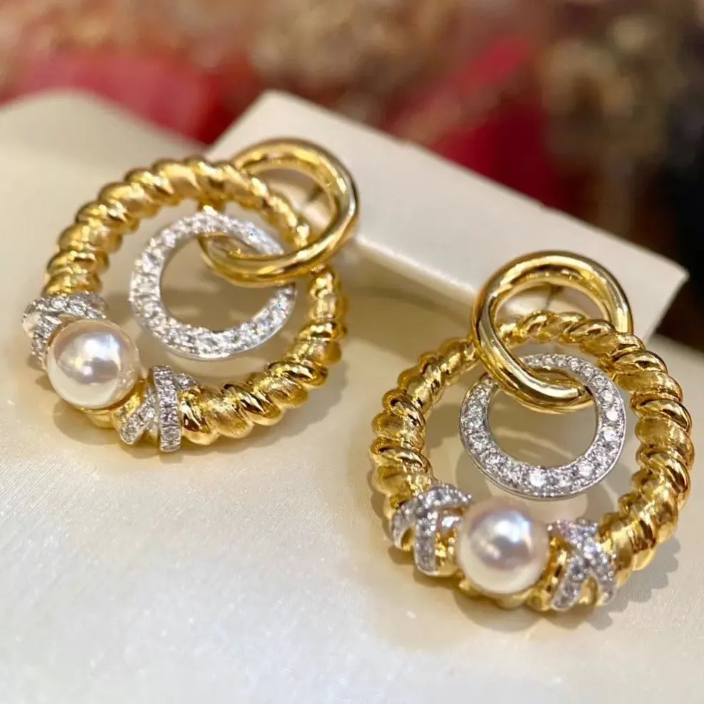 Twisted Thread Circle Drop Earrings Gold Metal Zinc Alloy Women's Jewelry