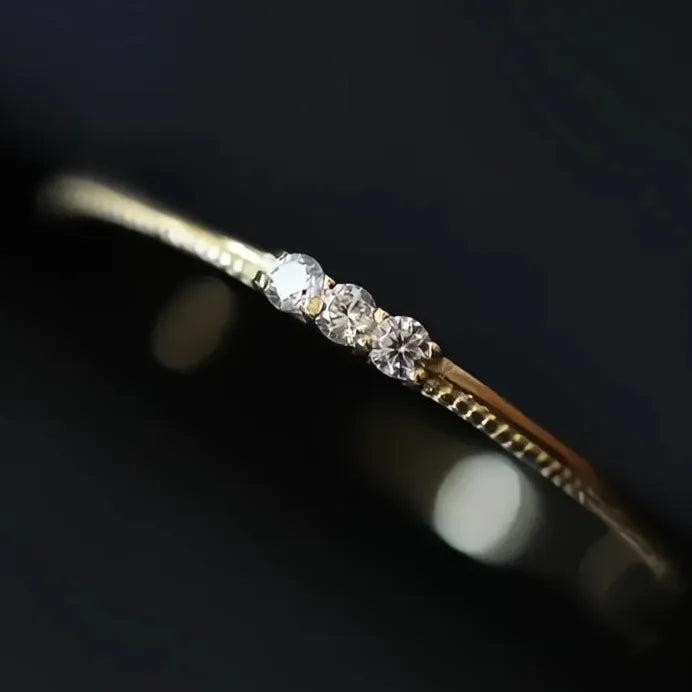 Geometric Gold & Silver Cubic Zirconia Ring for Women – Thin Trendy Design