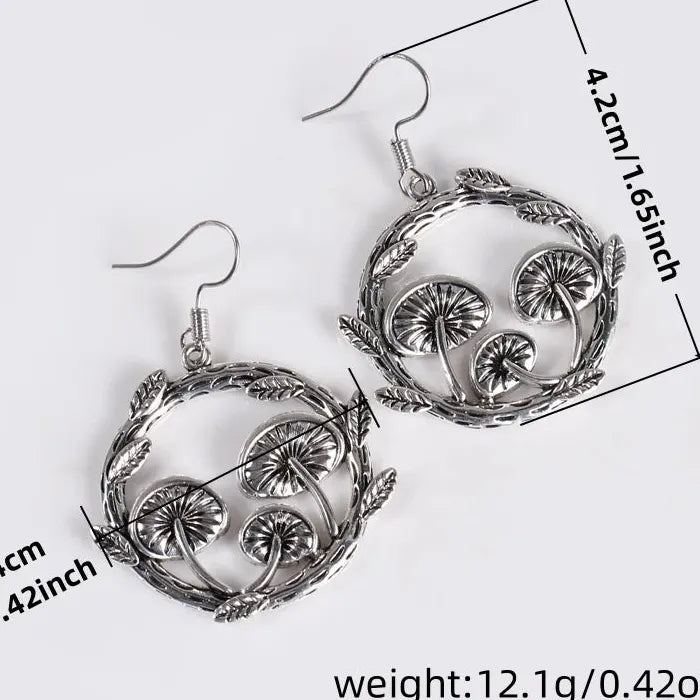 Handmade Bohemian Women's Earrings Zinc Alloy Mushroom Pendant Christmas Gift