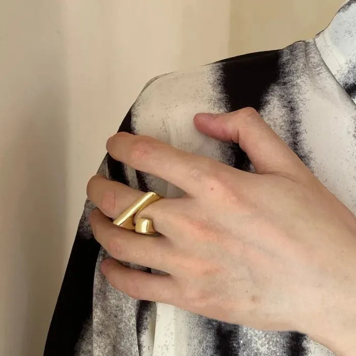 Silver Geometric Adjustable Rings for Women Men Punk Couple Jewelry Gift 2025