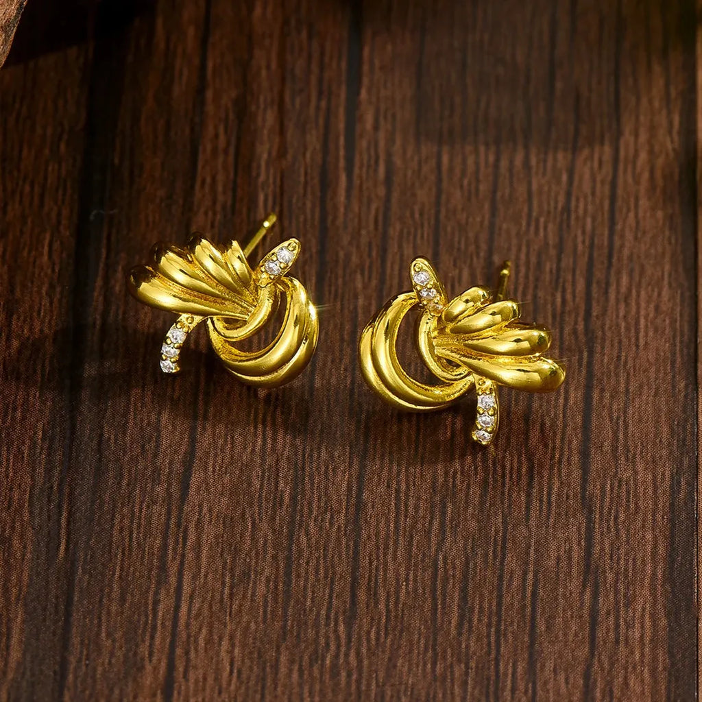 Gold Copper Multi Layer Texture Cross Knot Drop Earrings for Women Retro Jewelry