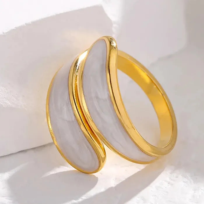 Adjustable Vintage White Dripping Oil Geometric Ring for Women 2023 Trendy Jewelry