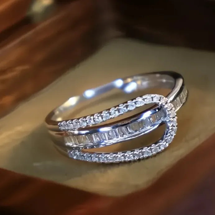 Modern Cubic Zirconia Pave Wedding Rings for Women Elegant Jewelry