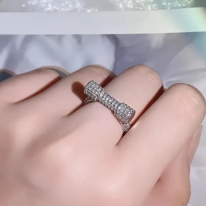 Women’s Brass Geometric Ring with Cubic Zirconia Luxury Statement Jewelry