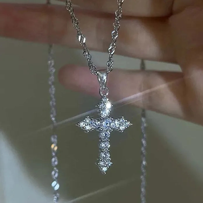 Vintage Gold Cross Pendant Necklace for Women Girls Metal Charm Jewelry