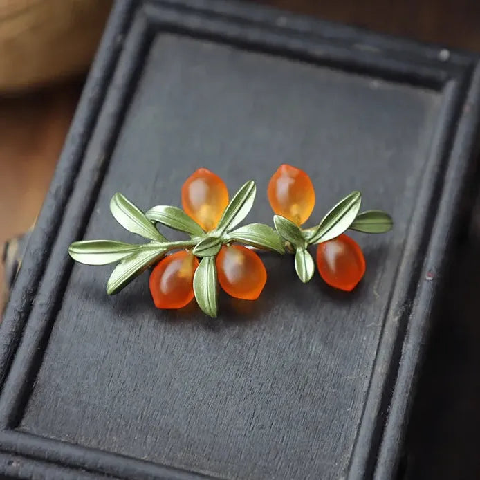 Watermelon Apple Durian Mulberry Fruit Brooch Pin for Women Men