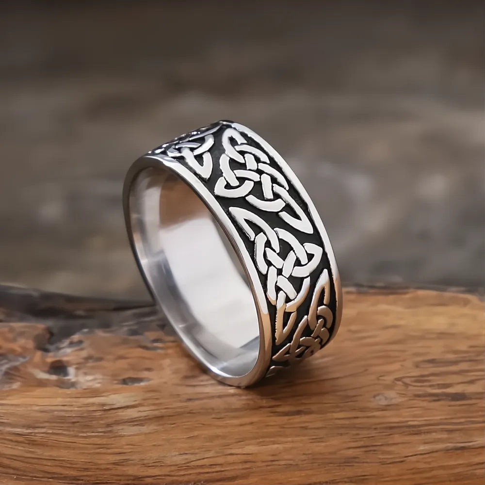 1️⃣ Celtic Spiral Knot Ring 316L Stainless Steel Viking Nordic Ring Men