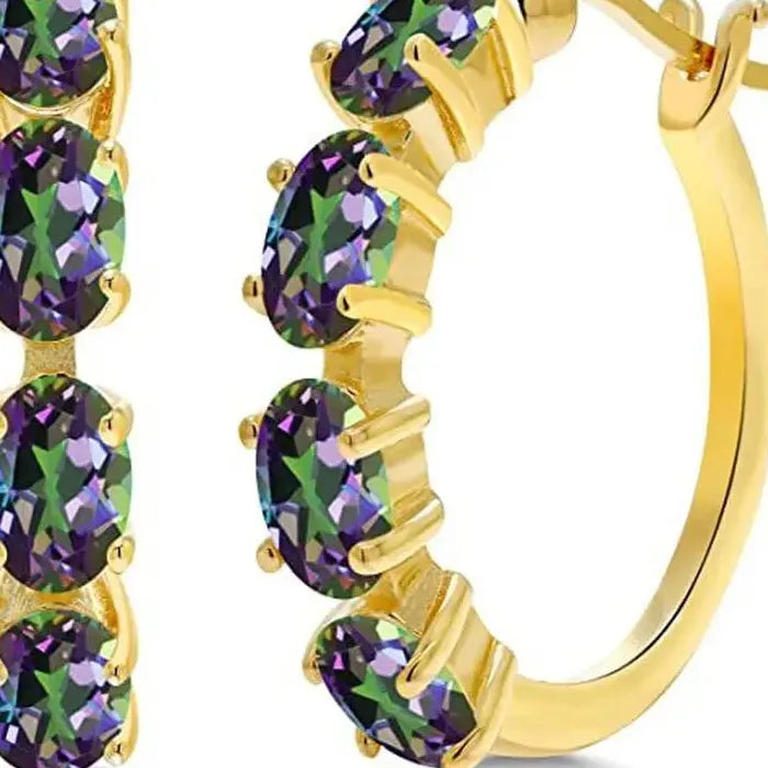 Fashion Colored Cubic Zirconia Perforated Women’s Earrings Zinc Alloy Jewelry