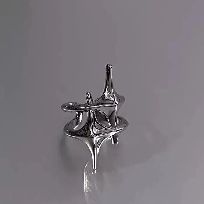 Adjustable Punk Gothic Star Ring Double Cross for Women Men Y2K Party Jewelry