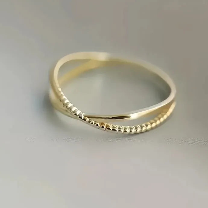 Minimalist Gold Cross Ring for Women Brass Stylish Stackable Finger Ring