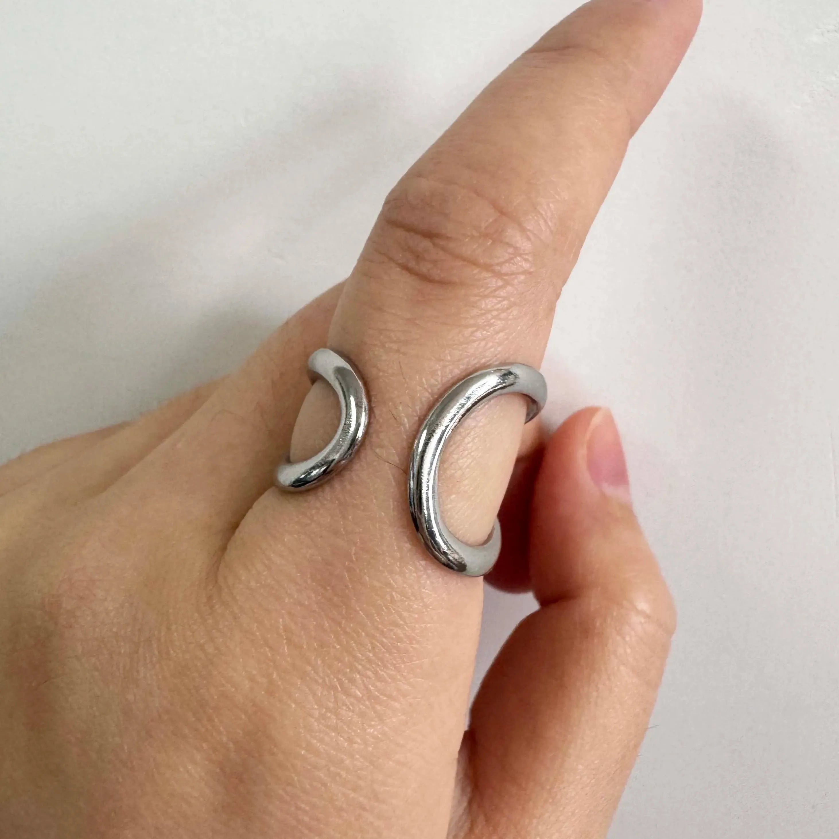 Adjustable Stainless Steel Starfish Multi-Layer Vintage Silver Ring for Women Men Jewelry