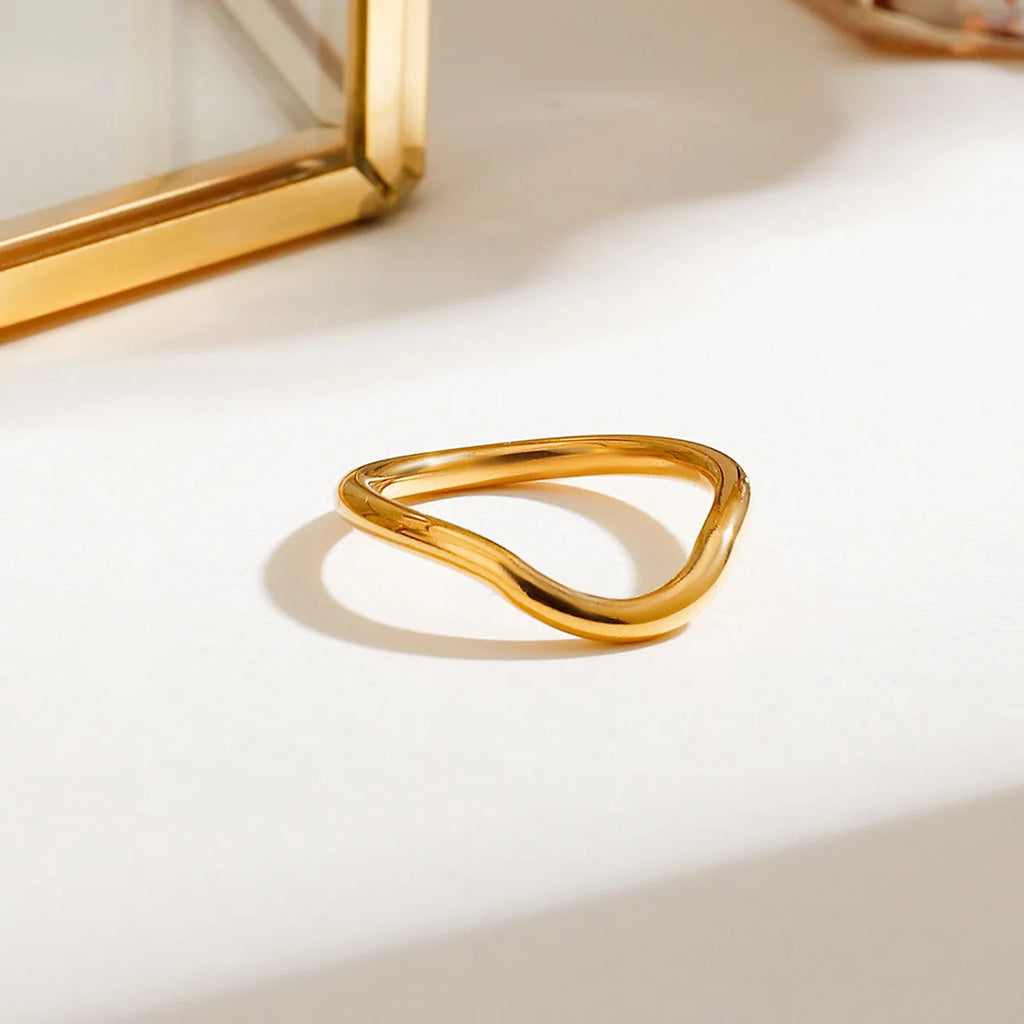 3pcs 18K Gold Plated Twisted Circle Zircon Rings Stainless Steel Bride Jewelry