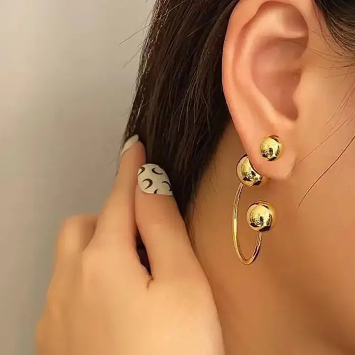 Trendy Smooth Ball Pendant Drop Earrings for Women Creative Y2K Design