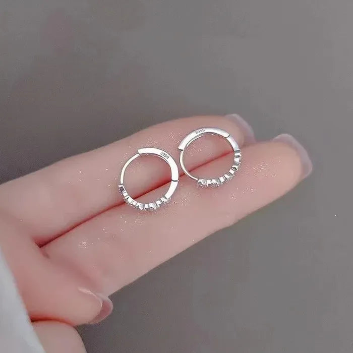 Silver Heart Hoop Earrings with Zircon for Women Wedding Jewelry