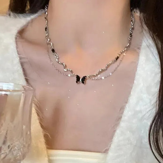 Romantic Gothic Rose Clavicle Chain Necklace Adjustable Plant Pendant Choker for Women