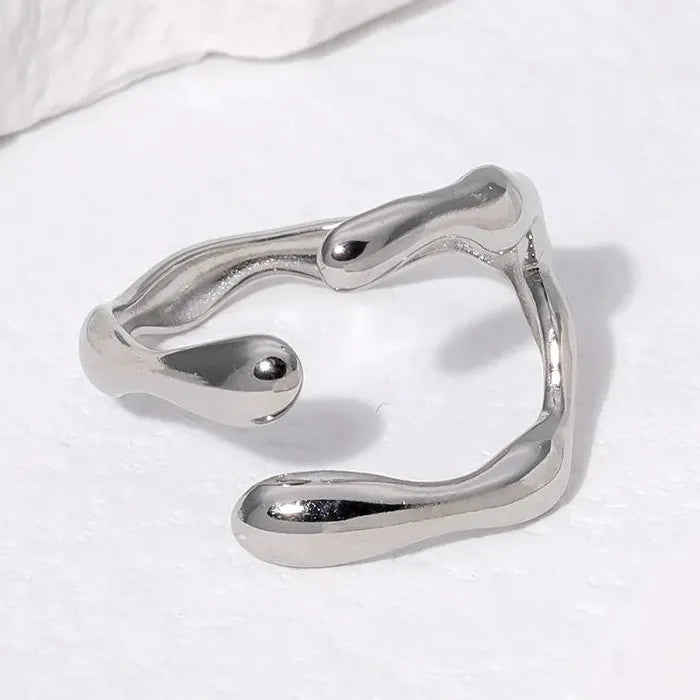 2024 Trendy Stainless Steel Irregular Opening Geometric Ring for Women