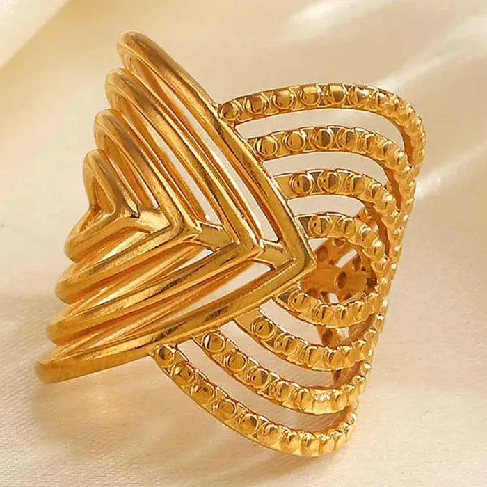 Stainless Steel Geometric Wide Cross Cocktail Ring for Women Men Fashion Jewelry