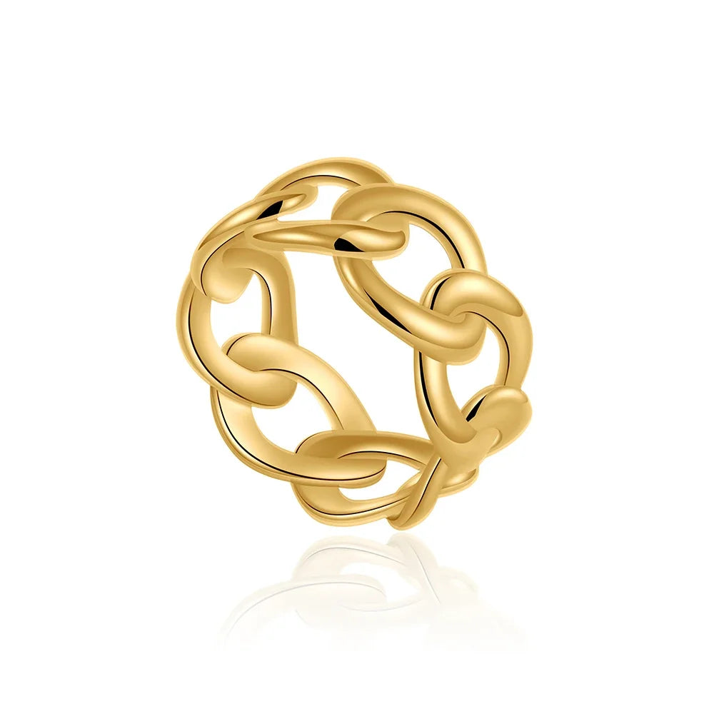 Vintage Multilayer Wide Chunky Knuckle Ring Gold Plated Stainless Steel Zircon Wedding Jewelry
