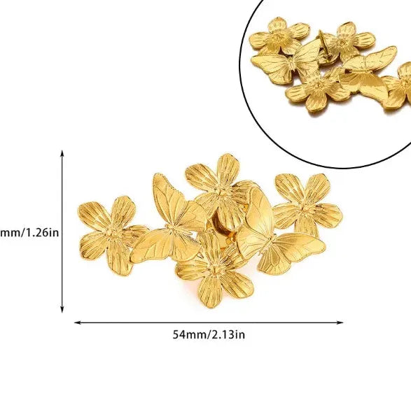 Stainless Steel Flower Brooch with Imitation Pearl Chain Pin for Women
