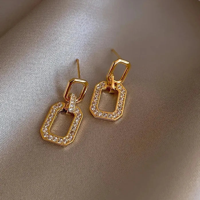 Luxury Micro Inlaid Zircon Geometric Square Dangle Earrings Women 2024 Party Jewelry