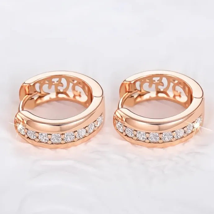 Women's Geometric CZ Copper Alloy Hoop Earrings Hollow Pattern Jewelry Party